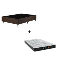 Cama Box Solteiro - Tecido Sintético Marrom com Colchão Extra Firme D28 - Suporta 80Kg