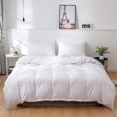 JLXZHOME Conjunto de cama de edredom simples tamanho King e Queen Size cor sólida edredom conjunto de cama, branco, 210 x 210 cm