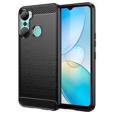 Capa de celular para Infinix Hot 12 Pro, fibra de carbono refinada, anti-queda, anti-impressões digitais, proteção total