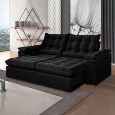 Sofá Retrátil e Reclinável 4 Lugares 290cm Dubai Preto