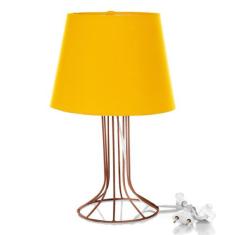 Abajur Torre Dome Amarelo Com Aramado Cobre - MARRYLUZ