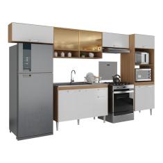 Armário De Cozinha Completa Com Gabinete Pia E Torre Quente Paris Rustic-branco Rustic-branco