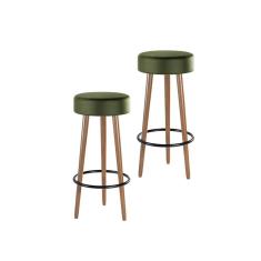 Kit 02 Banquetas Redondas Dani Corano Verde