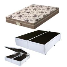 Cama Box C/ Baú Queen + Colchão Mola Ensacada Probel Style Pillow