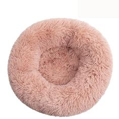Cama de cachorro calmante para cães pequenos – Cama de cachorro pequena lavável com donut, cama de gato de pelúcia macia redonda anti-ansiedade, serve para toPets, diâmetro 47 cm