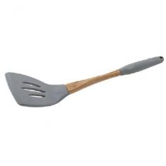 Espátula Vazada Em Silicone E Madeira 33.5 Cm - Mimo Style - Sn19020