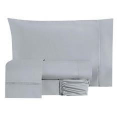 Jogo Cama Lençol Essencial Casal 200 Fios 4 Peças Cinza - CASA SCARPA