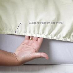 Lençol Avulso Solteiro Algodão 140 Fios Com Elástico Liso Com Fronha -