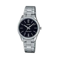 Relógio Feminino Casio Pequeno Prata Com Fundo Preto
