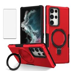 Dibosom Capa de celular para Samsung Galaxy S21 Ultra 5G com protetor de tela de vidro temperado, suporte de TPU com anel de metal, proteção fina e fina para celular de corpo inteiro para S21ultra 21S