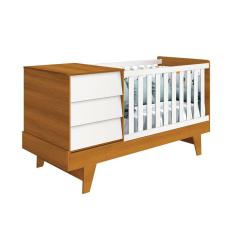 Berço Americano Multifuncional 4 Em 1 Prince Branco Fosco/ Savana Fosco - Reller