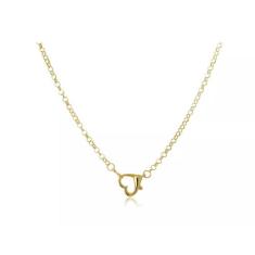 Pulseira com Design de Elos Finos e Fecho de Coração Folheado em Ouro 