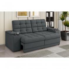 Sofá Confort Premium 1,70m Assento Retrátil/reclinável Porta Copos E Usb Suede Cinza - Xflex Sofas