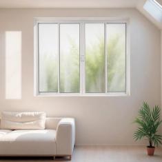 Janela de Alumínio de Correr 100x200cm 4 Folhas 2 Fixas com Vidro Liso