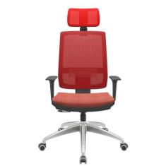 Cadeira Office Brizza Tela Vermelha Com Encosto Assento Concept Rose R