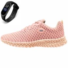 Tenis Feminino Esporte de Amarrar Academia Caminhada Conforto + Relógi