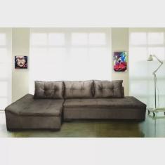 Sofá 3 Lugares Chaise Vel Rústico Guarapari Montreal