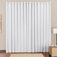 Cortina Block Blackout Blecaute Para Trilho Comum Tecido Corta Luz 3,00 X 2,60M Janela - Branco Gelo