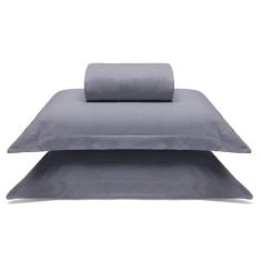 Jogo De Cama Buettner Casal Malha 100% Algodao Liso 3 Peças Image Cinza