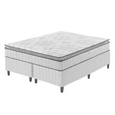 Cama Box Queen + Colchão Ortopedico Espuma D33 Hanover Cinza