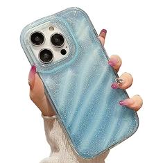 Cutecasee Capa de telefone compatível com iPhone 15 Pro para mulheres/meninas, com glitter, ondulação de água, transparente, antiarranhões, à prova de choque, macia, cacheada, ondulada, para iPhone 15
