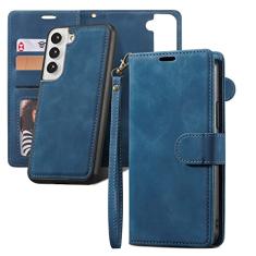 QLTYPRI Capa para Samsung Galaxy S22, 2 em 1, carteira destacável de couro PU com [compartimentos para cartões] [suporte] [alça de pulso] [fecho magnético] capa flip à prova de choque para Samsung