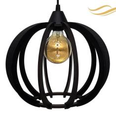 Luminária Lustre Pendente Madeira Teto Sala Quarto Cozinha Balcão NY D