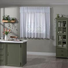 CORTINA DE RENDA PARA COZINHA COM BANDÔ CLÁSSICA BRANCA TULIPINHAS 2,80M X 1,20M X 30CM