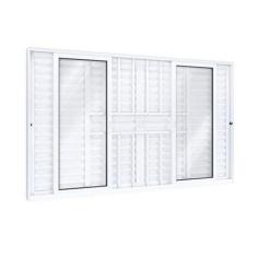 Janela de Alumínio Veneziana 120x200cm 4 Folhas Móveis 2 Fixas com Gra