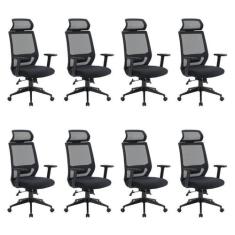 Kit 8 Cadeiras Escritório Presidente Ergonômica NR17 Genebra - Espress