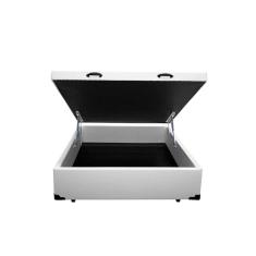 Base Box Baú Casal Belos Sonhos Sintético Branco 49x138x188