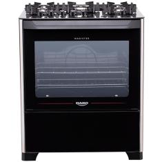 Fogão 5 Bocas Magister Mesa De Vidro 100 Litros Dako Preto Bivolt