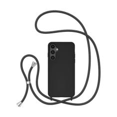 UEEBAI Capa de telefone com cordão transversal para Samsung Galaxy A55 5G, capa de telefone de silicone com alça de colar ajustável, cinto macio, cordão de pescoço, cordão à prova de choque, capa
