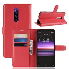 Capa para Sony Xperia 1, capa carteira flip de couro PU premium com compartimento para cartão, suporte e fecho magnético [capa interior à prova de choque de TPU] Compatível com Sony Xperia 1
