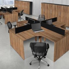 Mesa Delta Corporativa 25mm 160cm X 160cm Noce/Preto