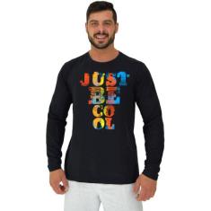 Camiseta Manga Longa Moletinho MXD Conceito Just Be Cool, Preto, GG