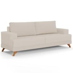 Sofá 3 Lugares 180cm Living Pés Curvos Santi D05 Linho Bege - Mpozenato