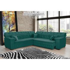 Sofá Magno 2.57x2.37m De Canto, Retrátil E Reclinável - Verde