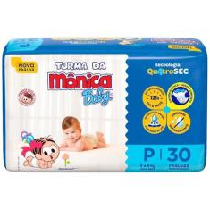Fralda Turma da Mônica Baby Mega Tamanho P 30 Unidades Descartáveis, P