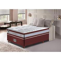 Conjunto Cama Box Solteiro de Molas Ensacadas D33 Cama Inbox Select Firme 88x188x70 Vinho