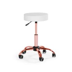 Banqueta Mocho - Sem Encosto - Branco | Rose Gold