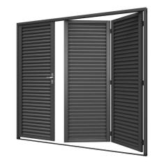 Portão Pantográfico 3F Laminado 215cmx245cm Mecal Cinza