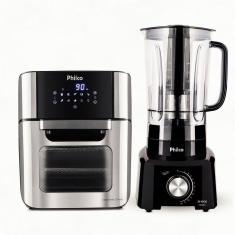 Fritadeira Elétrica Sem Óleo Air Fry Philco Oven PFR2200P 12L – Preta + Liquidificador Philco PH900 1200W com 12 Velocidades - Preto