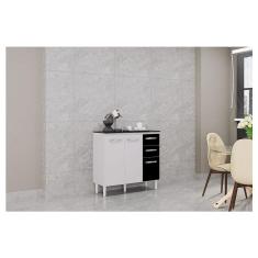 Balcão de Cozinha Ambiente Isadora Branco Preto - Poquema