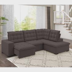 Sofá de Canto Retrátil Reclinável 8 Lugares Veludo Belluno