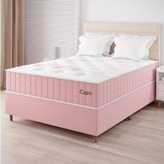 Conjunto Cama Box Casal Cairo Com Molas Ensacadas 138cmx188cmx67cm Rose