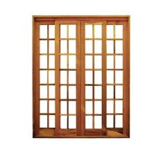 Portal Correr Quadriculado 4 Folhas Itauba Reto Com Fechadura 1,40 X 2,10 Natural