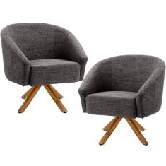 Kit 02 Poltronas Decorativas Giratória Alicia Rústico