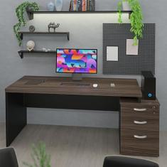 Mesa De Escritório Pedestal 3 Gav 1.90x70 Tpo 40mm (Nogal)