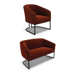 Sofá Namoradeira e Poltrona Industrial Preto Stella Bouclê Terra D03 - D'Rossi